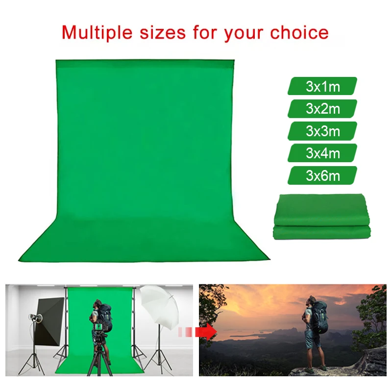 Green Screen Chroma key Backdrop Cloth Photography Background Muslin Fabric Backdrops for Photo Studio Video 3Mx1/2/3/4/6M |