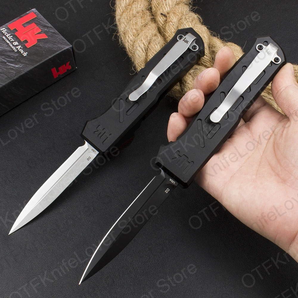 

BenchHK14850 OTFmade Knife D2 Steel Blade 59-60HRC 6061 T6 Aluminum Alloy Handle Outdoor Camping Self Defense Pocket Knives