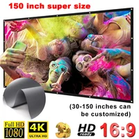 16:9 Metal Anti Light Curtain 100 120 133 150 Inches Home Outdoor Office Portable 3D HD Projection Screen for Espon BenQ TD96