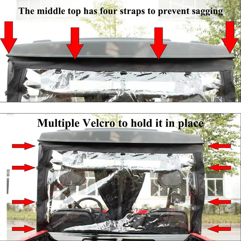 QYMOTO UTV Rear Windshield,Soft Back Window With Zipper-open Window For