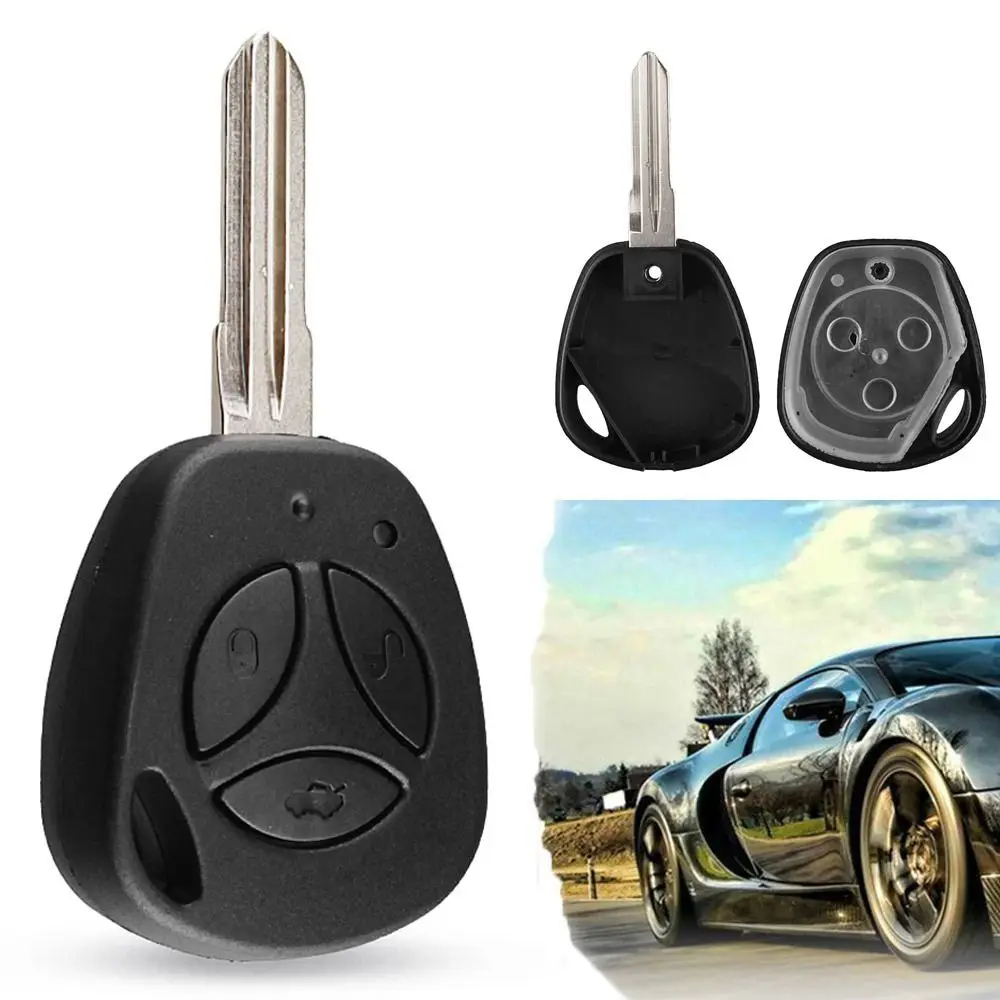 

Uncut Blank Key Car Key Shell Durable ABS Black Car Key Cover Fob 3 Buttons Remote Key Case for Lada Priora Kalina Car Key