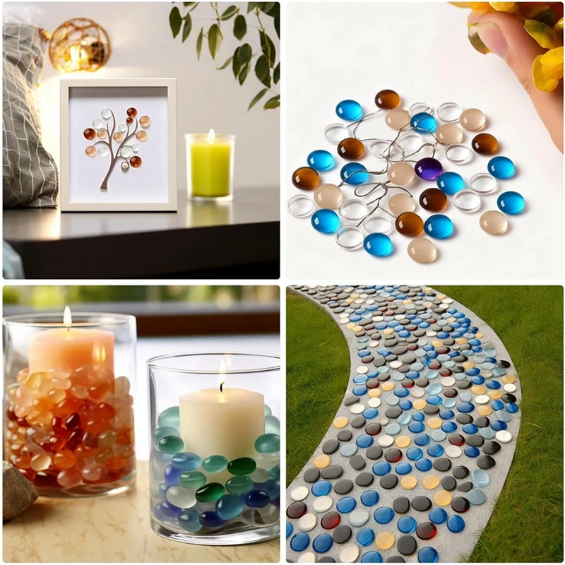 Mini Glass Gems, Mixed Colour Mancala Stones Flat Bottom Marble Beads For Home Decorative Art Craft Vase Filler Easy To Use 3