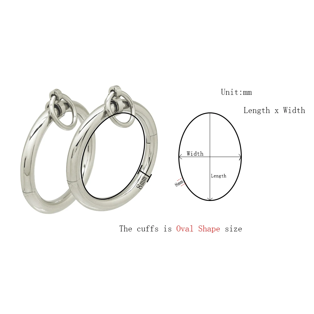 Stainless Steel Bracelet Bangle Bracelet Lockable Wrist Ankle Cuffs with Removable O ring Restraints Set