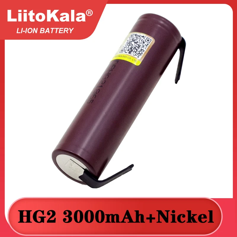 Аккумулятор для батареек hg2 Liitokala HG2 18650 3000mAh 3.6V разряд 20A с DIY Nickel | Электроника