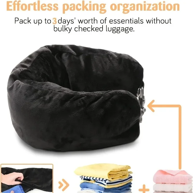 Travel Stuffable Neck Pillow Luggage Space-saving Portable Refillable Neck Support Cushion Car Train Airplane Headrest Pillow 2