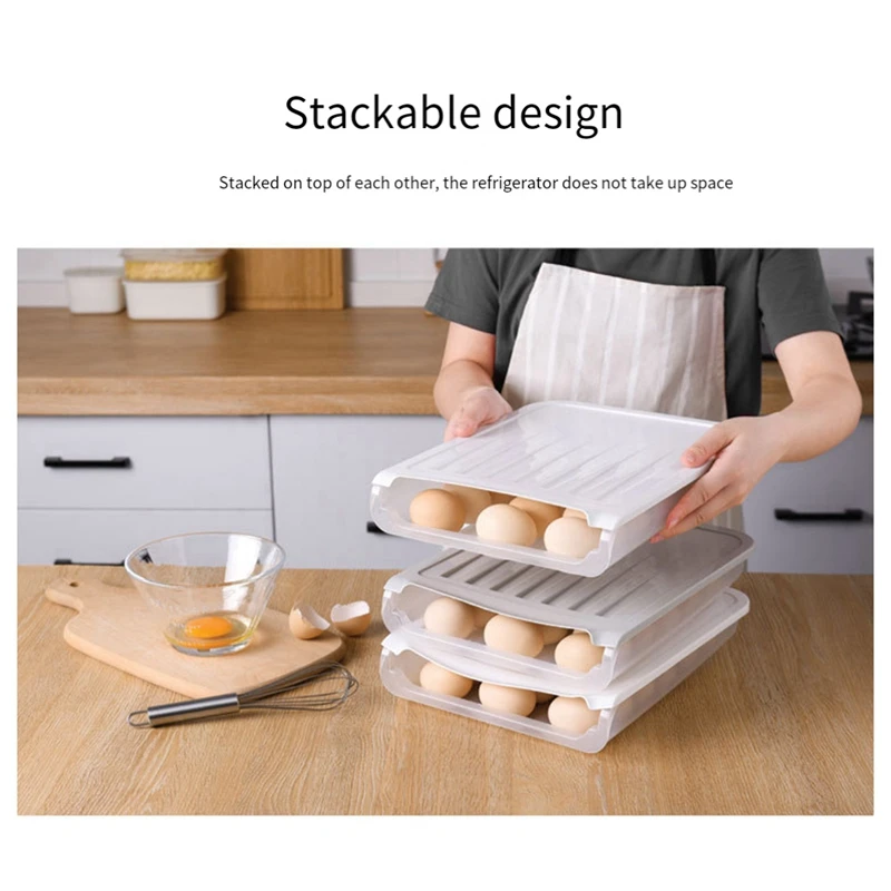Egg Box Transparent Egg Dispenser Refrigerator Crisper Basket Storage Container Kitchen Storage Box