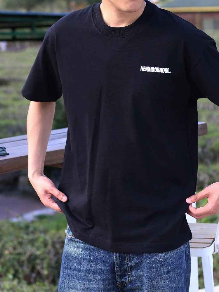 New Summer NBHD Trendy Brand Heavyweight Pure Cotton ort Sve Men's T-irt Loose Versatile Base Layer irt for All Seasons