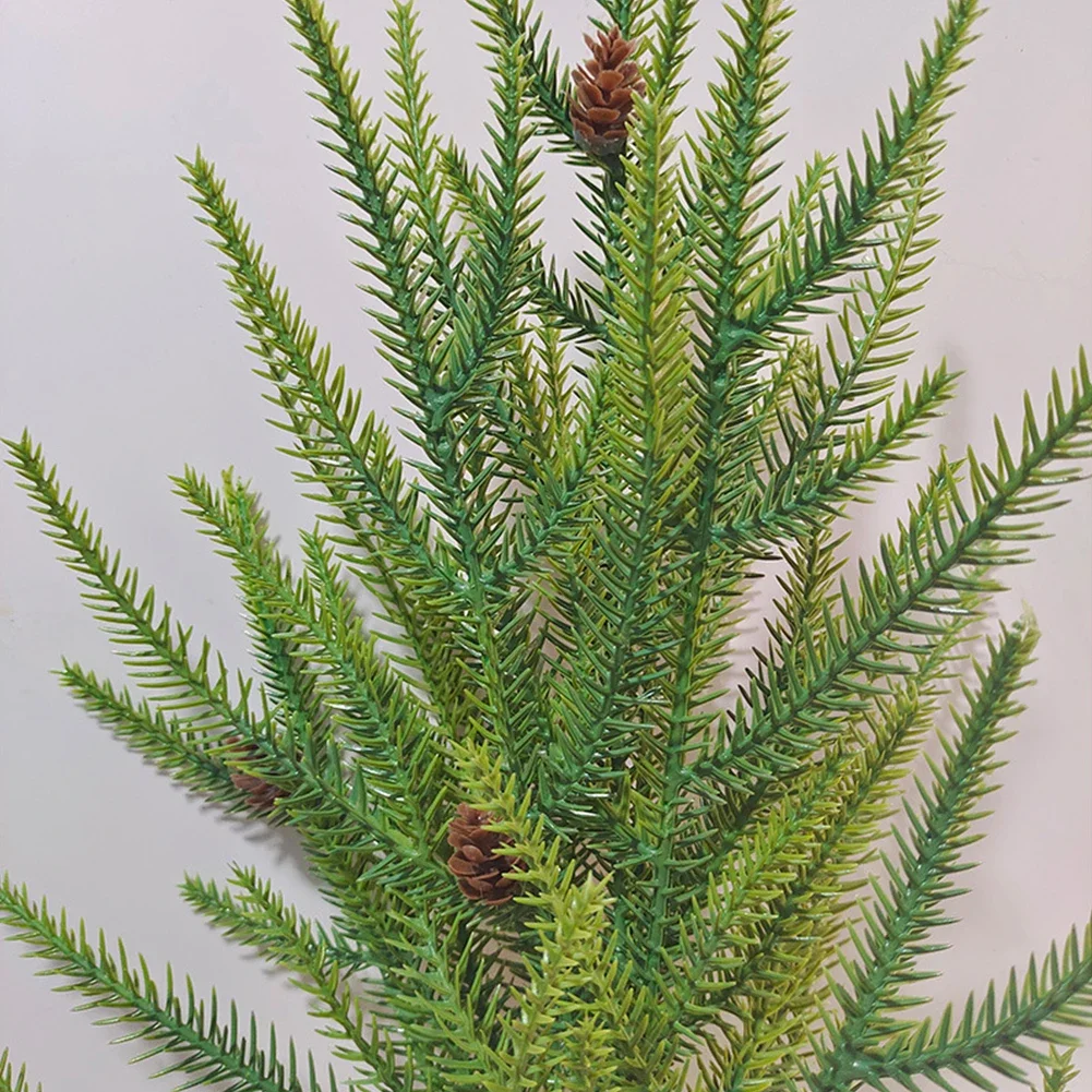 Artificial Pine Branches with Pine Cones Plastic for Christmas Home Decoration
