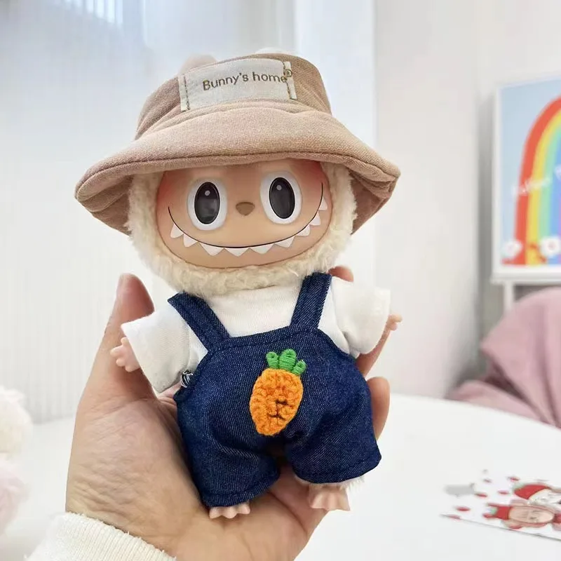 thumbnail image 1 of Ropa para muñecas en miniatura de 17 cm, sin muñeca, mono de oso marrón, conjunto de ropa de jardín de infantes, atuendo para muñecas ídolos Kpop Exo Labubu, llavero, 1 of 5