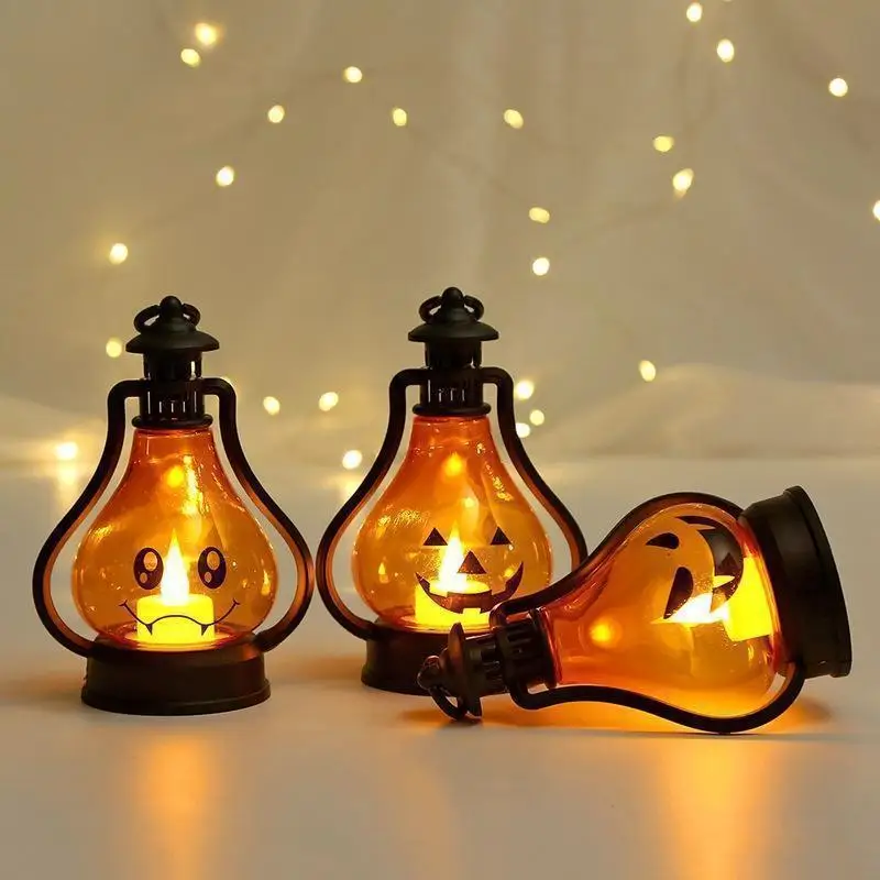 Horror Halloween LED Wind Light Portable Pumpkin Ghost Lantern Bar Desktop Ornament Halloween Decor Props Party Supplies
