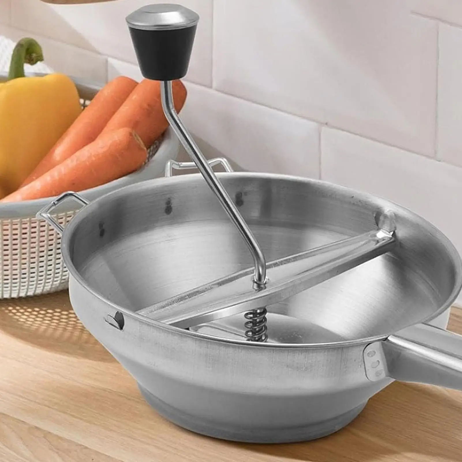 Description Picture 3 of itemStainless steel manual potato blender with handle Metal food grinder masher mud press vegetable and fruit food processor