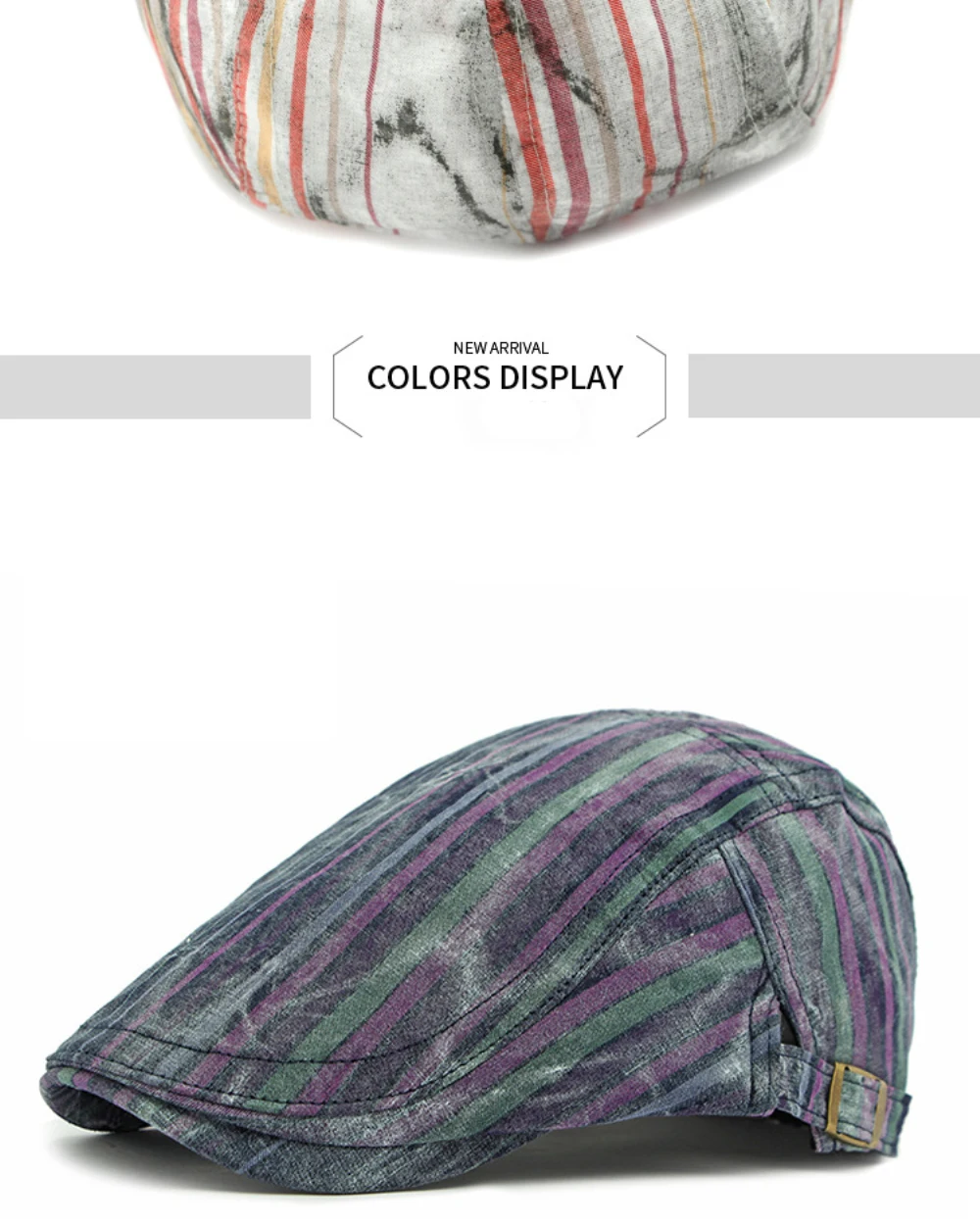 HT4679 Männer Frauen Berets Künstler Maler Baskenmütze Hut Neue Gestreiften Frühling Sommer Sonnenhut Männlich Weiblich Ivy Flache Kappe Einstellbare Baskenmütze Kappe – Detail 14