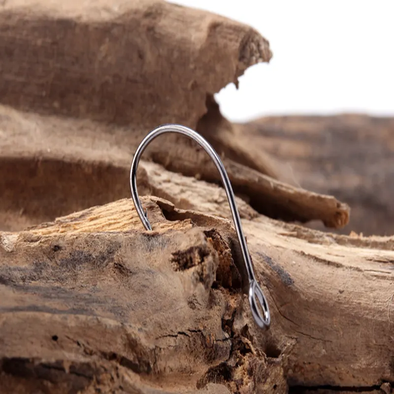 Description Picture 2 of item50pcs/box Fishing Crank Hooks Barbed Fishhook Fishing Tackle Box Big Eye Sharp High Carbon Steel Fish Single Hook Carp Jig Hooks