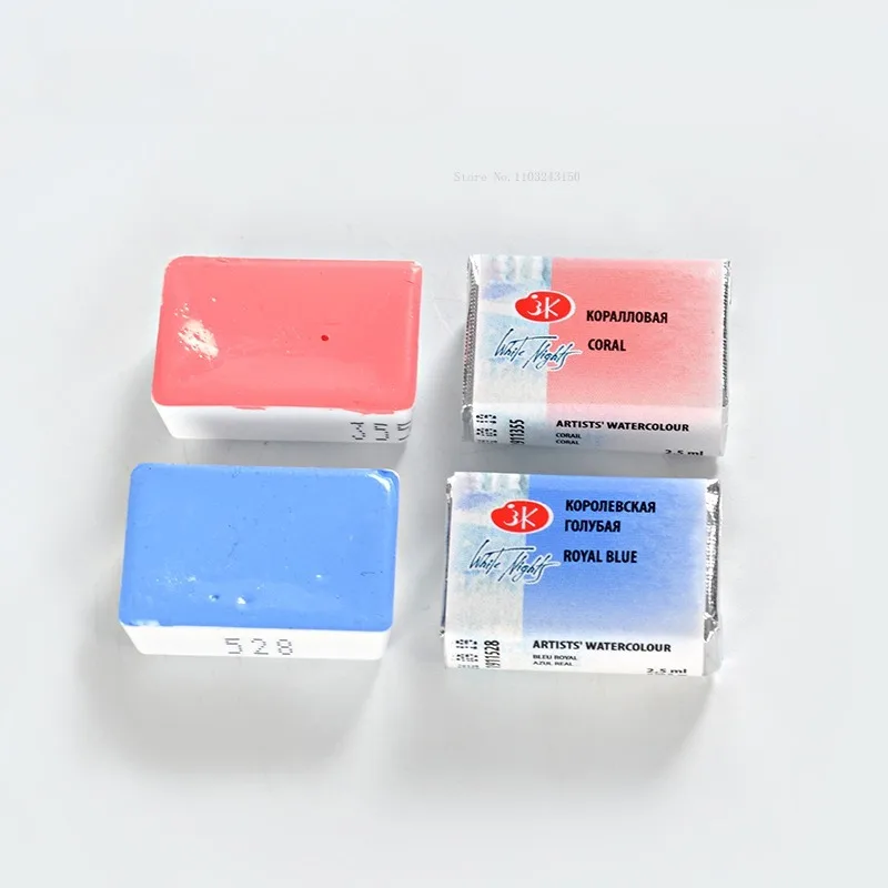 러시아 화이트 나이트 솔리드 수채화 안료 마카롱, 새로운 컬러 시스템, 단일 블록 안료 아트, 수채화 페인팅 창작