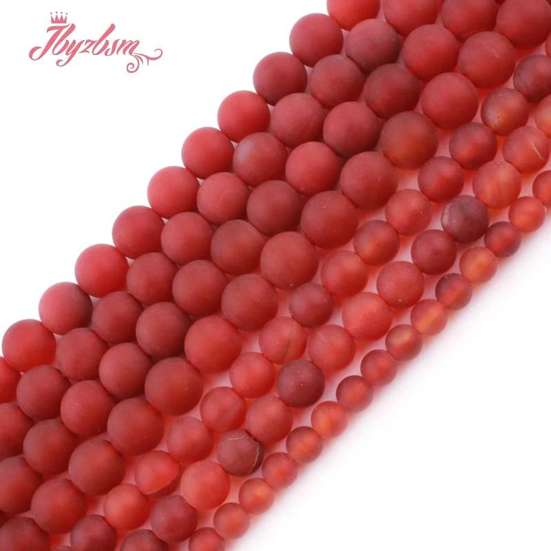 

Natural Red Agates Beads Round Stone Stripe Frost Matte Loose Diy Spacer Strand 15 Inch For Necklace Jewelry Making 6/8/10mm