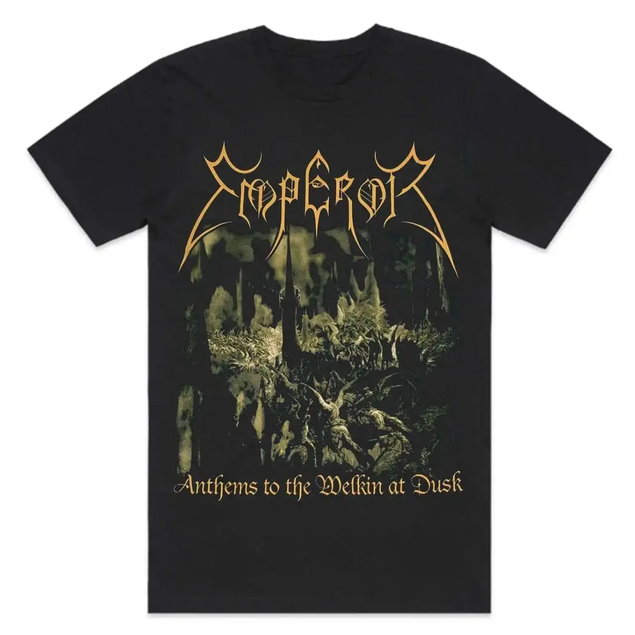 Summer Emperor Vintage Schwarzes Metall-Pentagramm-Print T-Shirt Retro Death Rider Baumwoll-T-Shirt für Männer und Frauen Streetwear
