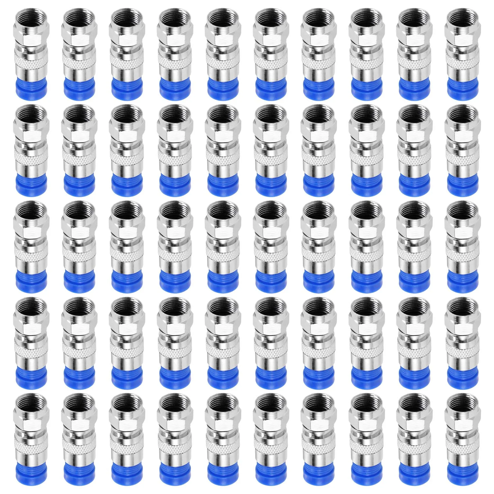 50PCS RG6 Compression Connectors Coaxial Cable Waterproof Connection F Compression Connector RG6 Coaxial Tool