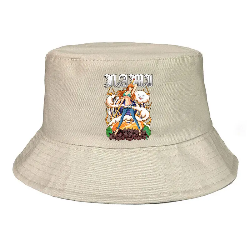

Ones Pieces NamiS Buckets Hat Unisex Cotton Foldable Fishing Hiking Cap Outdoor Beach Fisherman Kids Hats Bob Panama