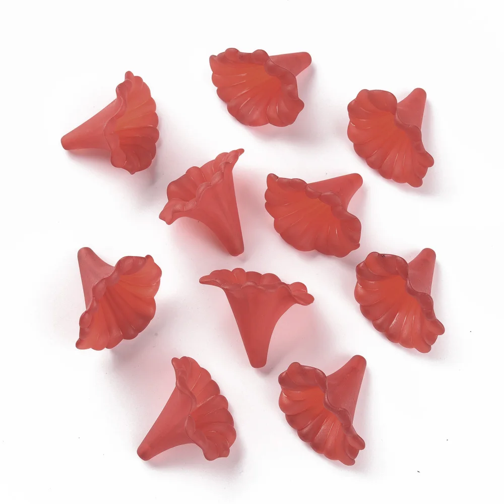 칼라 릴리 프로스트 파이어브릭 투명 아크릴 비즈, 구멍: 1.8mm, 40.5x33x35mm, 10 개