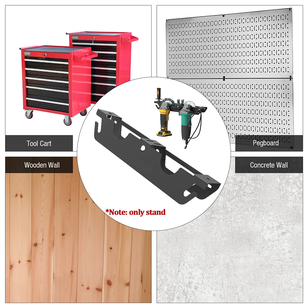 2 Bay Storage Rack  Angle Grinder Holder Multipurpose Cord Hanger Wall Mount Bracket for Cutters Polishers Power Tools 6