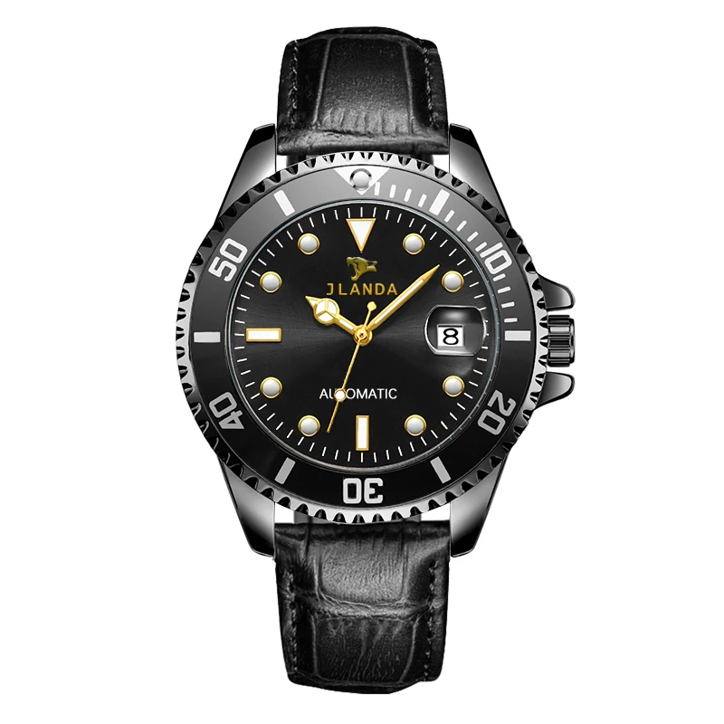 

Men Pilot Watch Automatic Mechanical Military Watch Leather Sport Luminous Waterproof Date Self-Wind Wristwatch Men