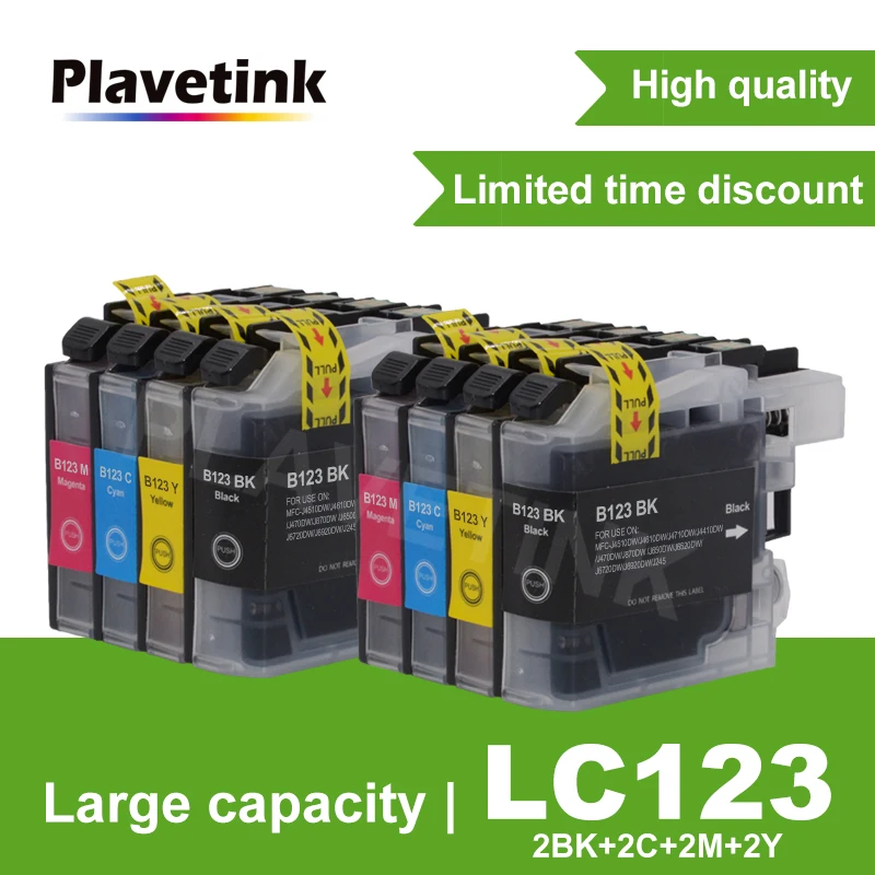 D&C 20x Inktcartridge compatibel met Brother LC-123 LC123 XL voor MFC-J6720DW MFC-J6920DW MFC-J870DW DCP-J132W DCP-J152W DCP-J172W DCP-J4110DW DCP-J552DW DCP-J752DW MFC-J245 MFC-J4510DW MFC-J4610DW
