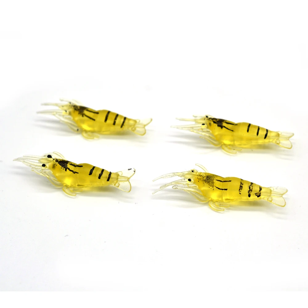 MNFT 20Pcs 1.1g 4.5cm Luminous Glow Shrimp Lure Silicone Soft Shrimp Baits  Saltwater Freshwater Ice Fishing Lifelikeg Lures