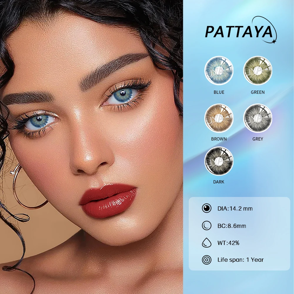 UYAAI 1 Pair Pattaya Natural Yearly Use Lenses Color Contact Lenses For Eyes Blue Multicolored Contact Lens Beauty Pupils