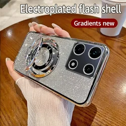 Electroplating Soft Glitter TPU Phone Case with Magnetic Bracket for X678B (Silver)