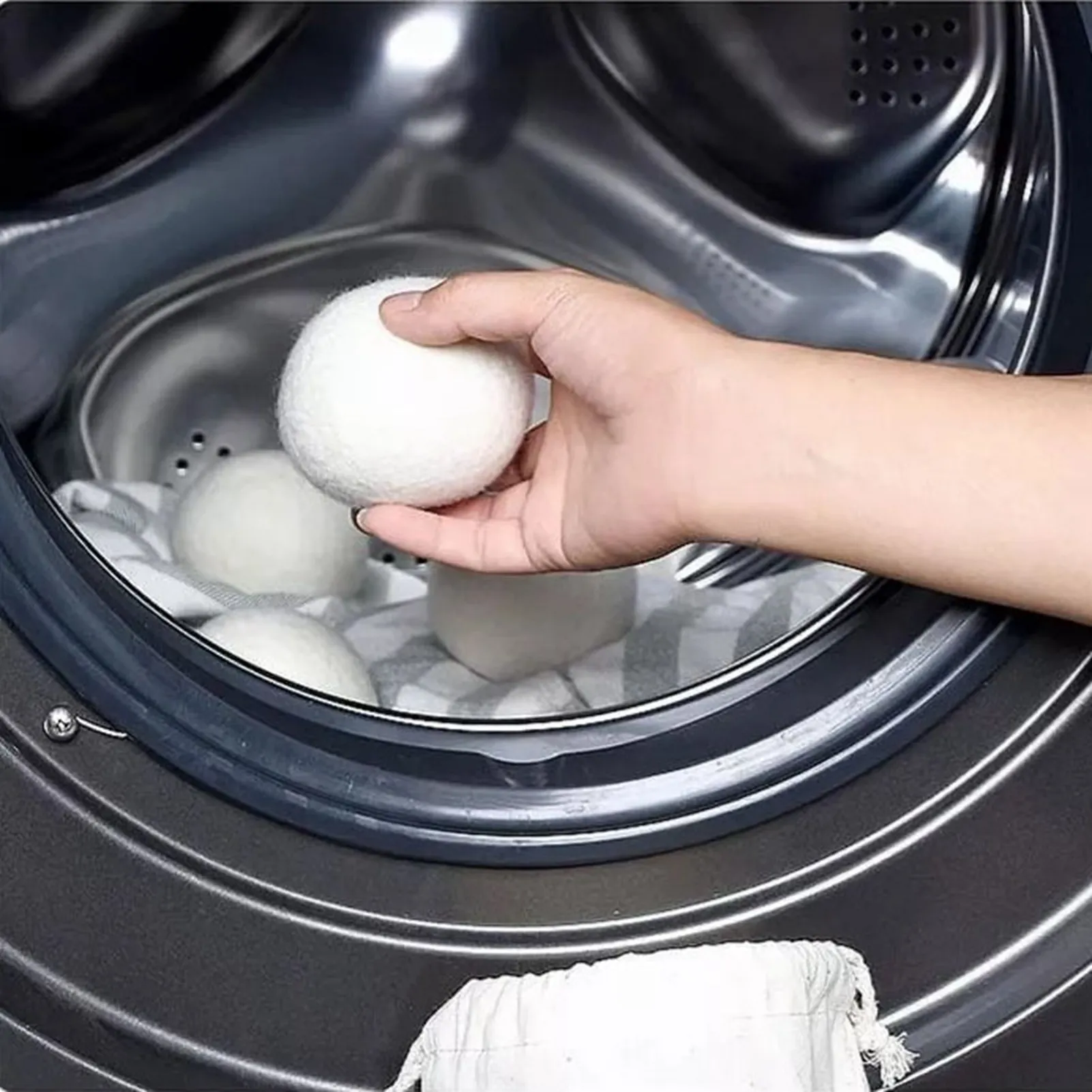 E2 6PCS Wool Laundry Balls Dryer Reusable Natural Fabric Softener Wool Dryer for Speeding Up Dry Time Washing Balls Accessories 3