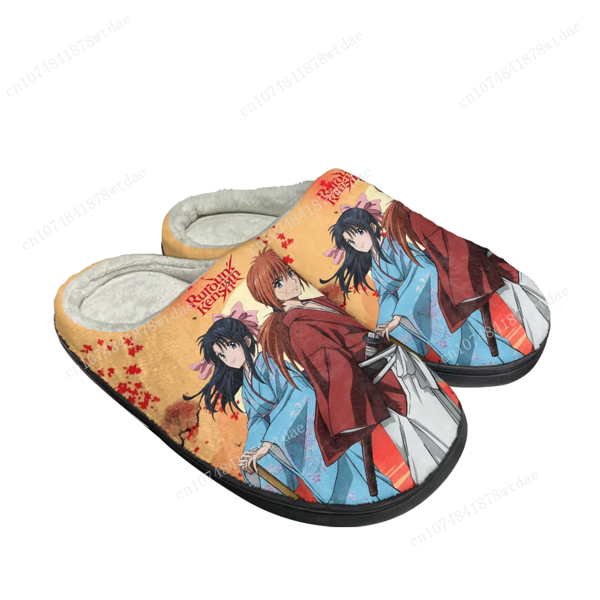 

Rurouni Kenshin Himura Home Cotton Slippers Mens Womens Plush Bedroom Casual Keep Warm Shoes Anime Custom Thermal Indoor Slipper