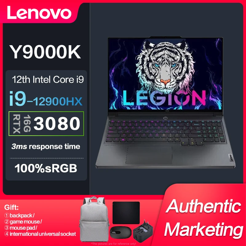 

New Lenovo Legion Y9000K E-sports Gaming Laptop 12th Intel i9-12900HX RTX3080Ti-16GB 2.5K 165Hz 16inch Notebook Game Computer