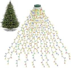 LED Ring Christmas Tree Topper Lights - Outdoor Waterproof Waterfall Decoration (2M - 280LED)