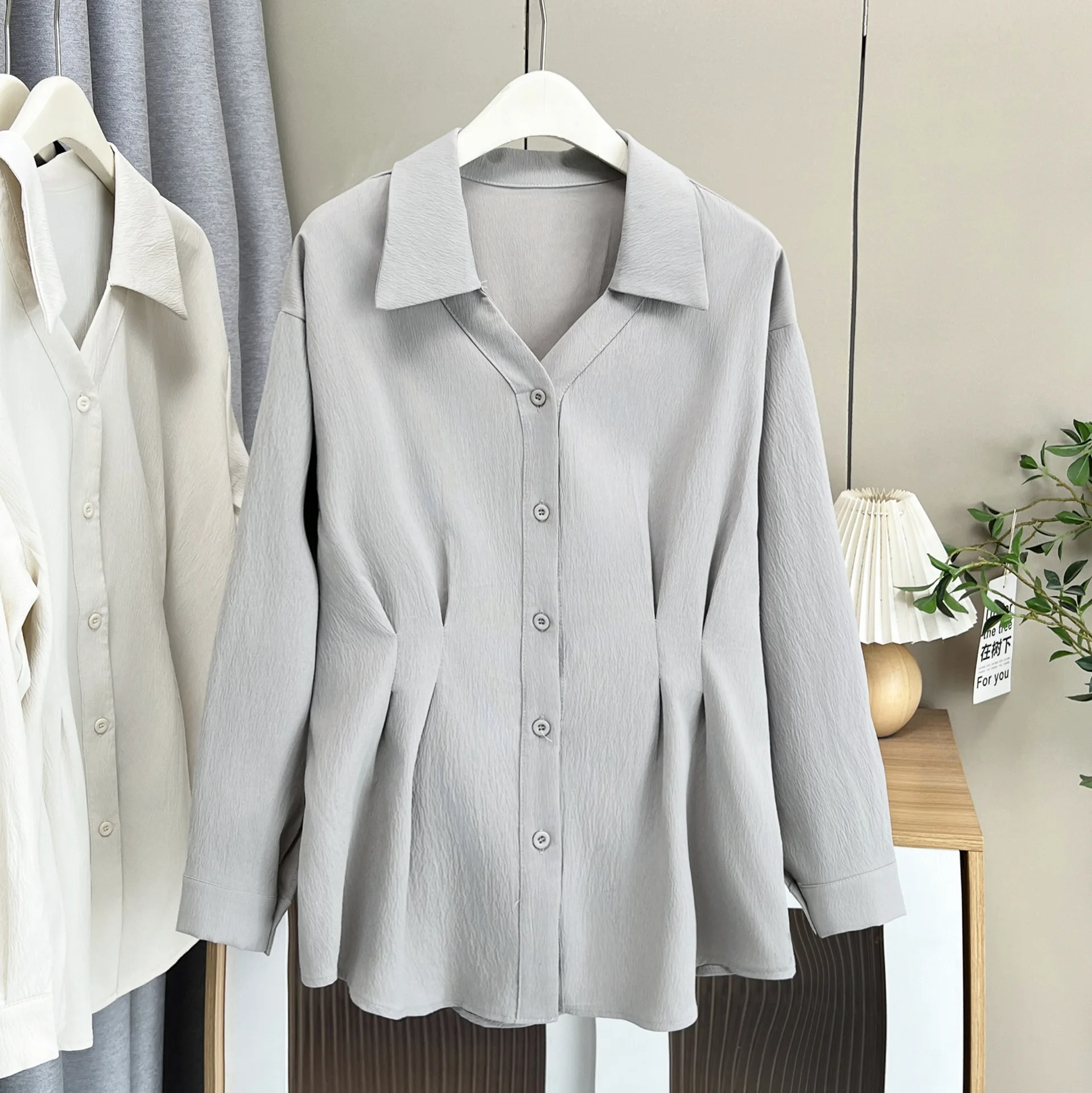 XXXXL Fashion Plus Size Women's Blouses 2025 Autumn New waist-cinching Long Sleeved Casual Shirt 7460