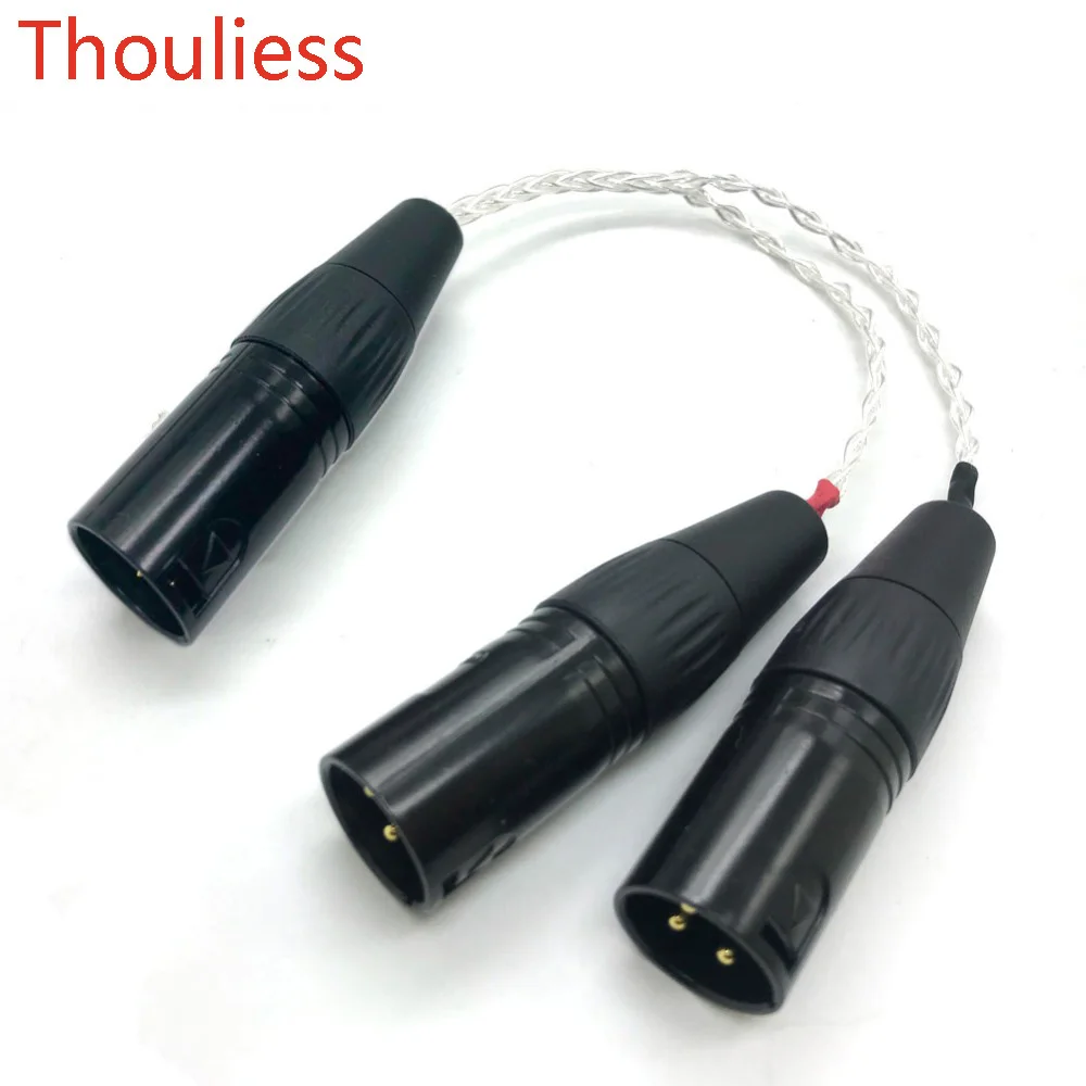 

Thouliess 8 Cores 7N OCC Silver Plated 4-pin XLR Male to 2x 3-pin XLR Male Balanced cable Headphone Audio Adapter