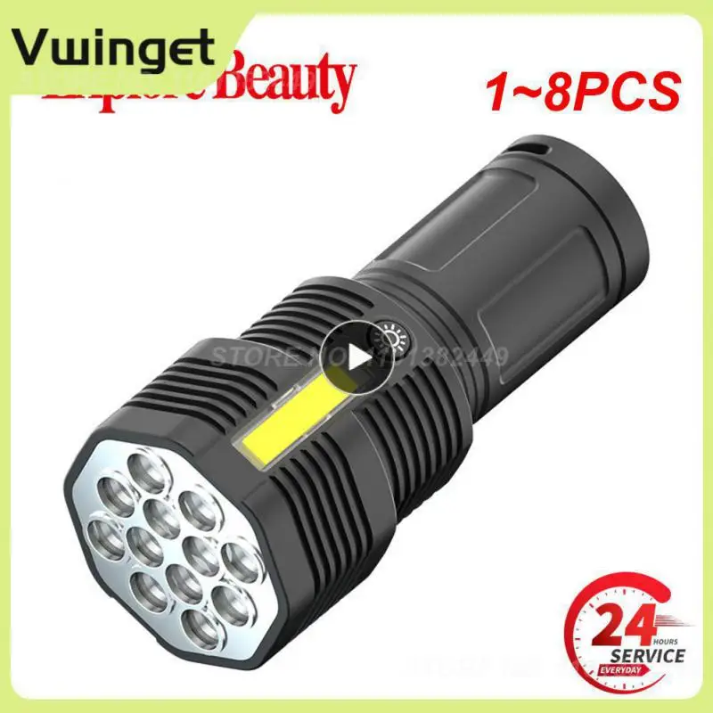 

1~8PCS Powerful LED Flashlight Tactical USB Rechargeable COB Flashlight 4 Modes Waterproof Lamp Ultra Bright Camping