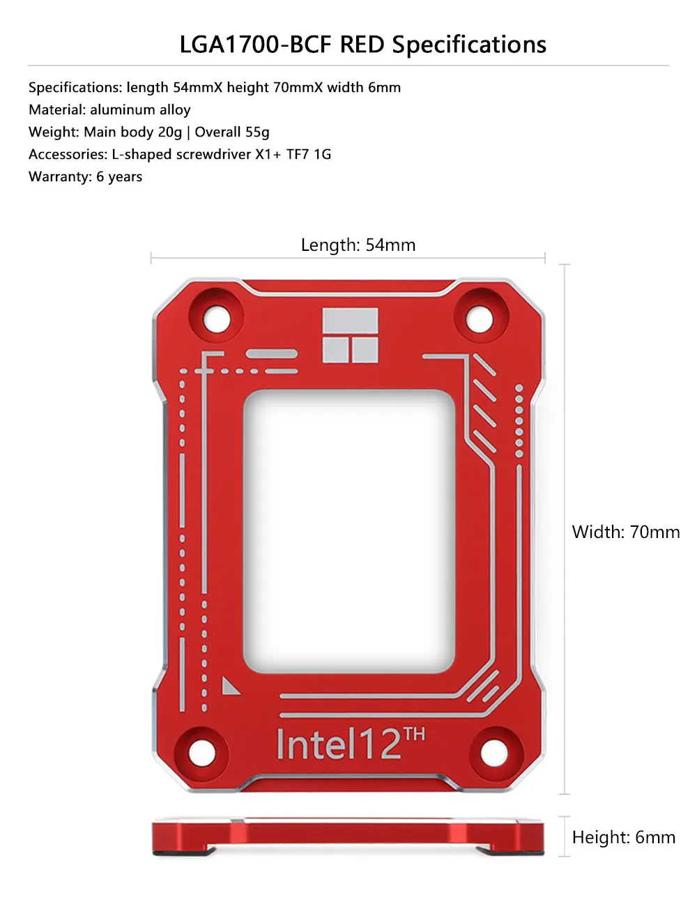 Thermalright LGA17XX-BCF Intel12 Geração CPU Dobra Correção