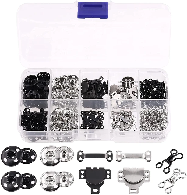 100 Metal Fastener Snap Button Hooks and Eyes Sewing Closures Set Tool Kit  Crafts for Clothes