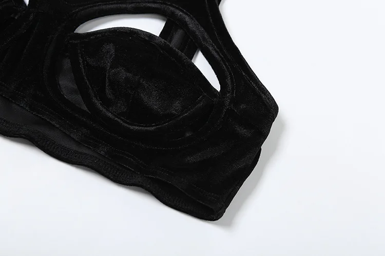 Velvet Hollow Tanks Women Sexy Hot Cleavage Summer Y2K Solid Slim Bare Midriff Vests Female Wild Street Backless Camis