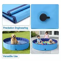 Piscine pliable pour animaux de compagnie, bleue, 62,99 x 62,99 x 11,81 pouces, PVC 5
