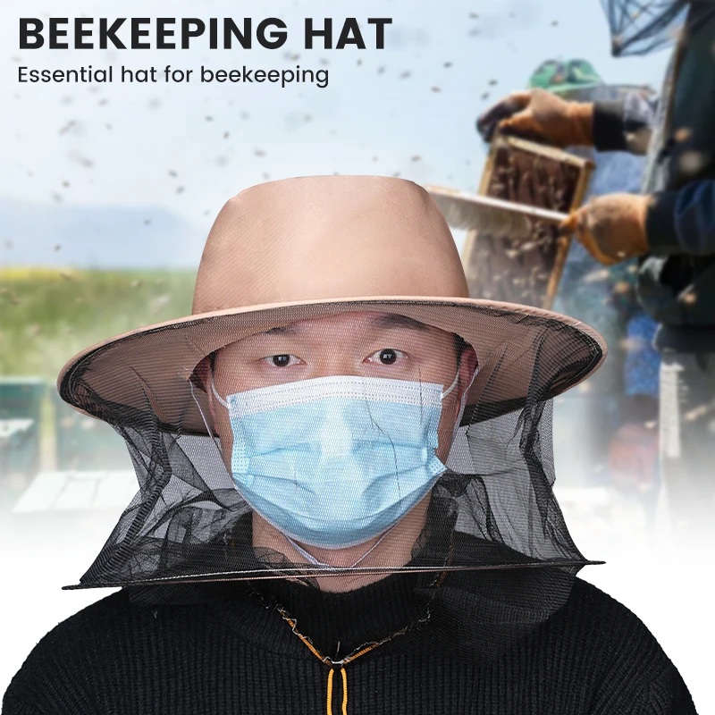 1pc Beekeeping Protector Cap Anti bee Hat Mosquito Bee Insect Net Veil Head Face Protector Beekeeper Equipment