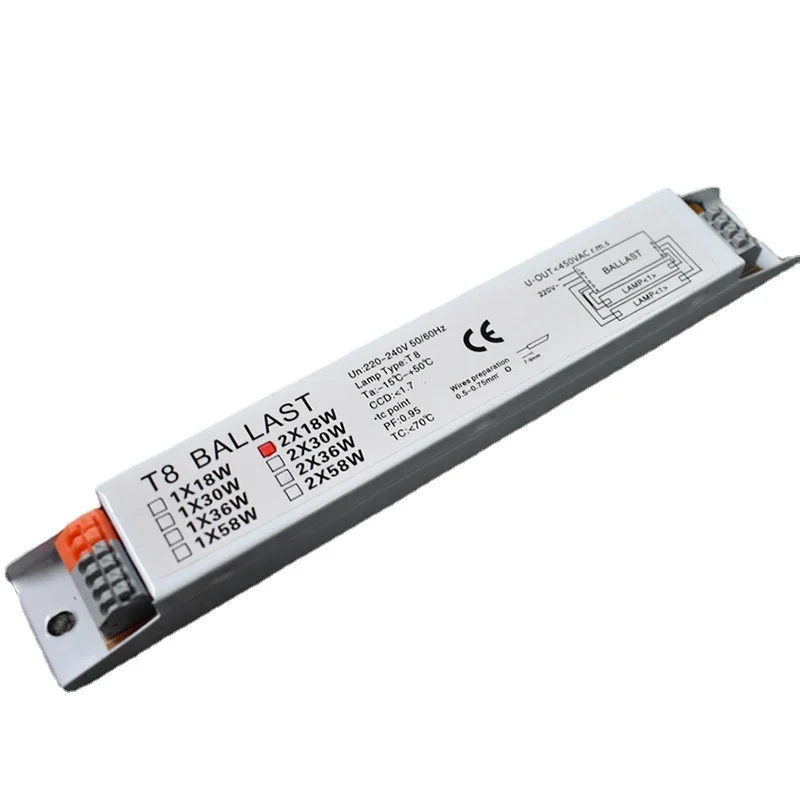 T8 Electronic Ballast 220-240V AC 2x18W 2x30W 2x58W 2x36W 1x36W Wide Voltage for Fluorescent Lamp electronic ballast