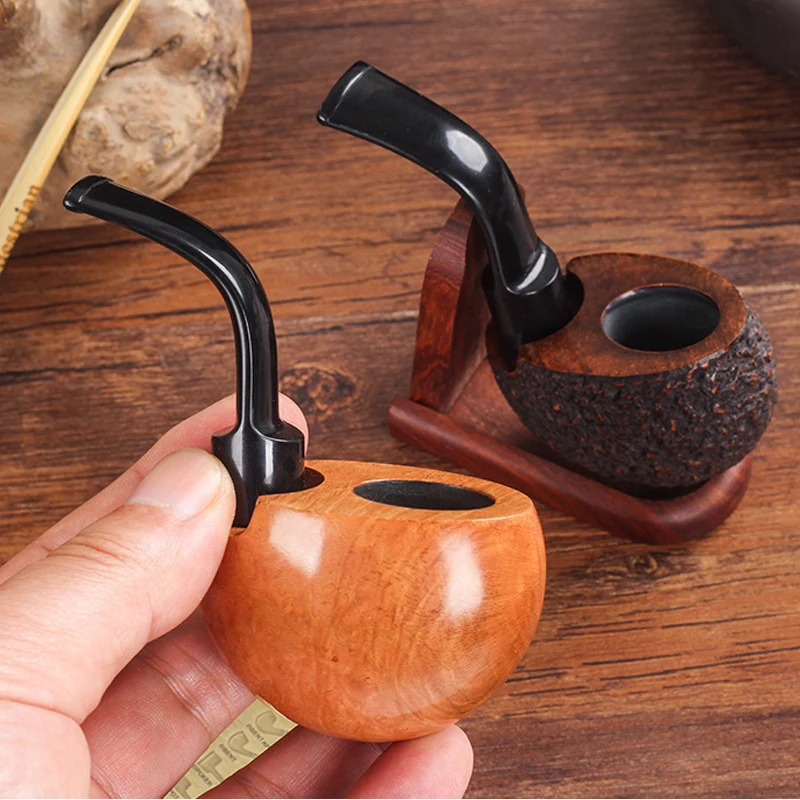 

Handle Briar Wooden Filter Smoking Pipe Pocket Men's Trumpet Handmade Bent Tobacco Pipe Wooden Smoke Accessories