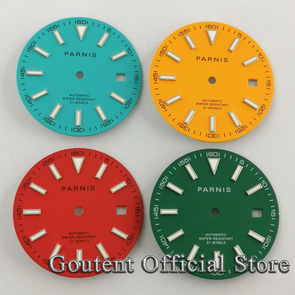 Циферблат для часов PARNIS 30 8 ММ синий/красный/желтый зеленый светящийся подходит