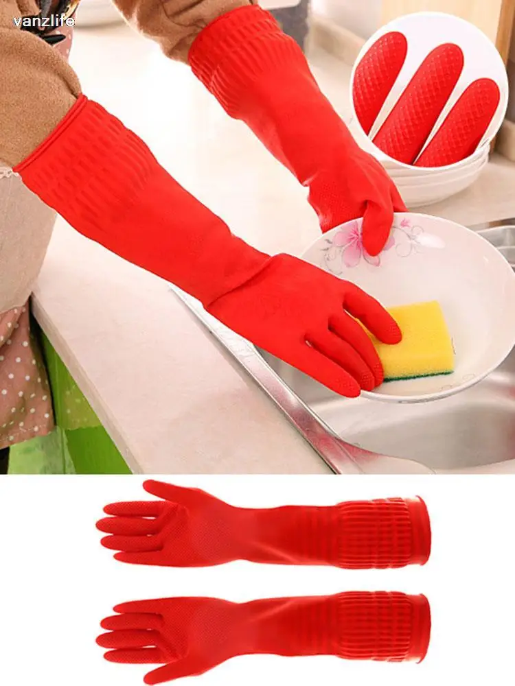 vanzlife Latex gloves with thick rubber waterproof longer durable kitchen cleaning dish washing leather | Дом и сад