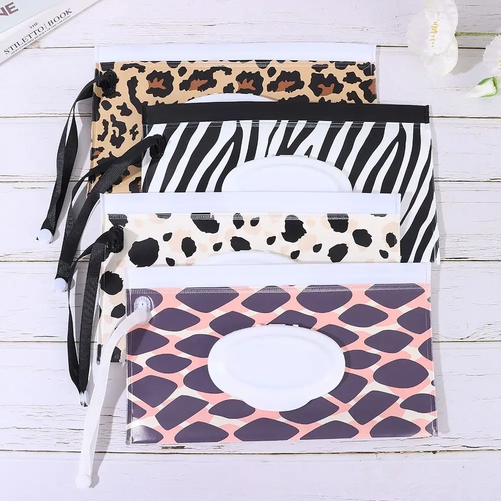 Leopard/Zebra Printing Style Wet Wipes Bag EVA Baby Wet Wipe Pouch Flip Cover Snap-Strap Tissue Box Reusable Useful Tissue Box 3