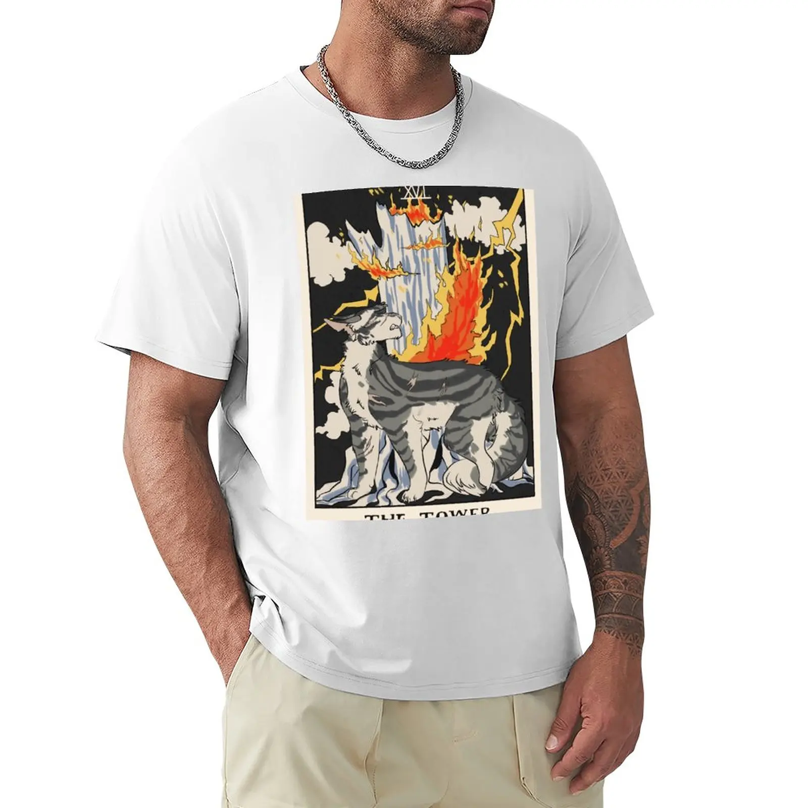 Warriors Tarot Series- The Tower T-Shirt Summer Tops Plus Size Top T-Shirt Grafiche Da Uomo Oversize Anime