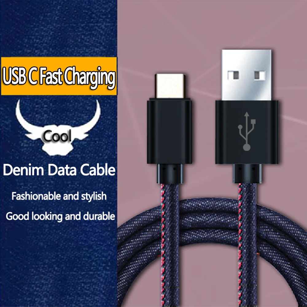 USB A To Type C Denim Data Cable Suitable For Android Samsung