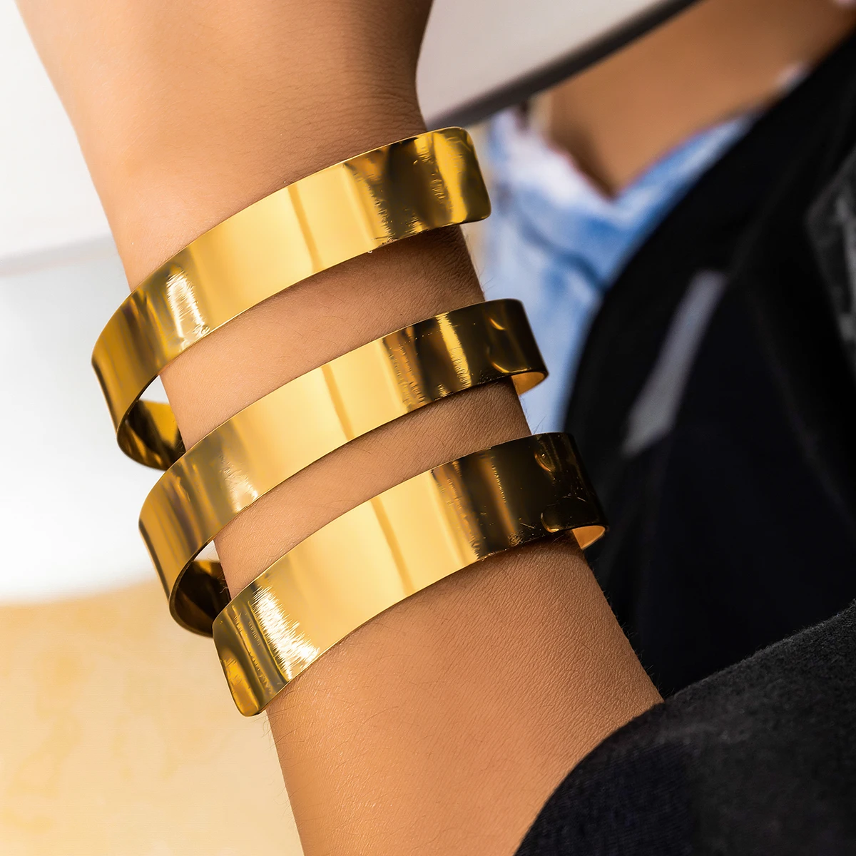 Lot De 6 Bracelets Bras En Or Pour Femmes – Ouverts, Réglables – Style Spirale Simple – Bijoux De Soirée Ou Quotidien