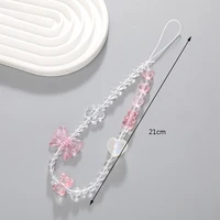 Coréen mignon Y2K rose arc ours coeur perlé téléphone chaîne charme lanière pour iPhone corde suspendue fille bijoux décoration ﻿ 5